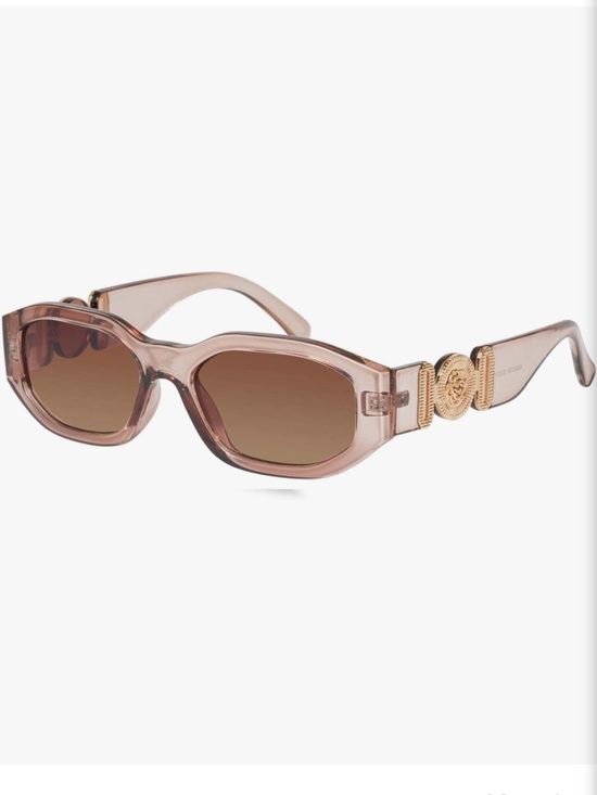 Amazon Accessories - Rose Tinted Sunglasses with Gold Medusa Medallion Temples